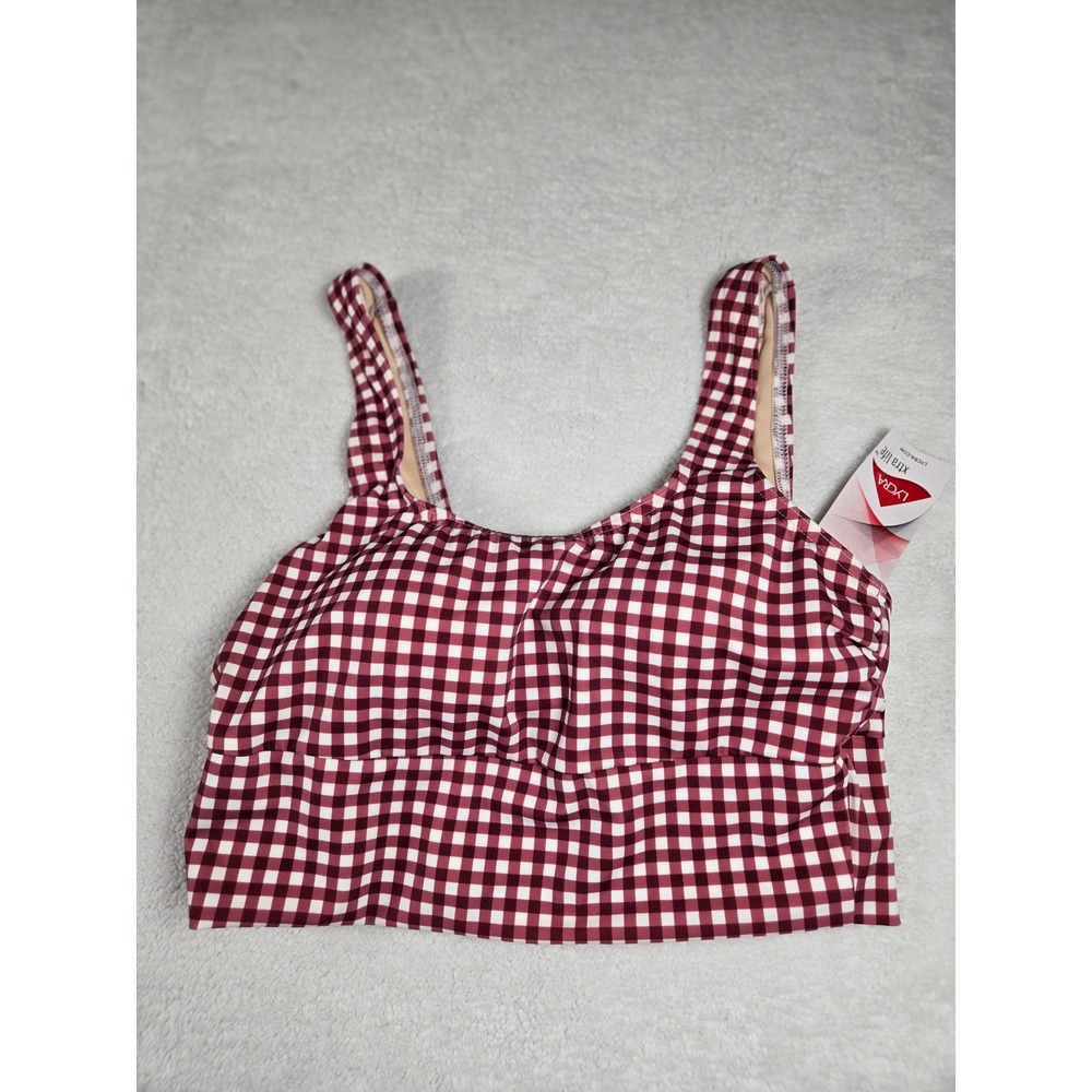 Lands End Burgundy Gingham High Waisted Bikini Set Small 6-8 New With Tags - Picture 9 of 9